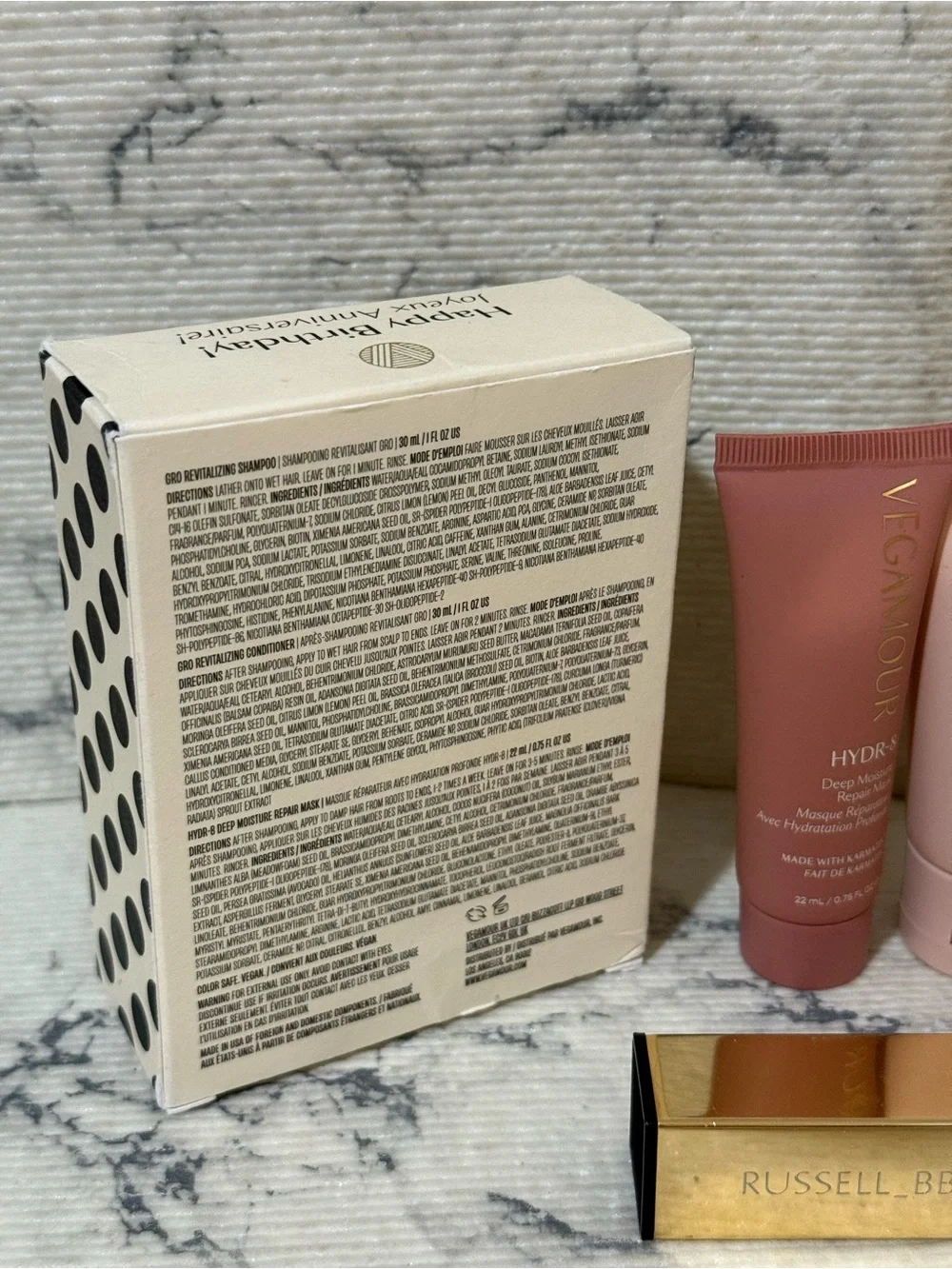 Vegamour GRO Revitalizing Shampoo & Conditioner & Repair Mask Travel Gift Set